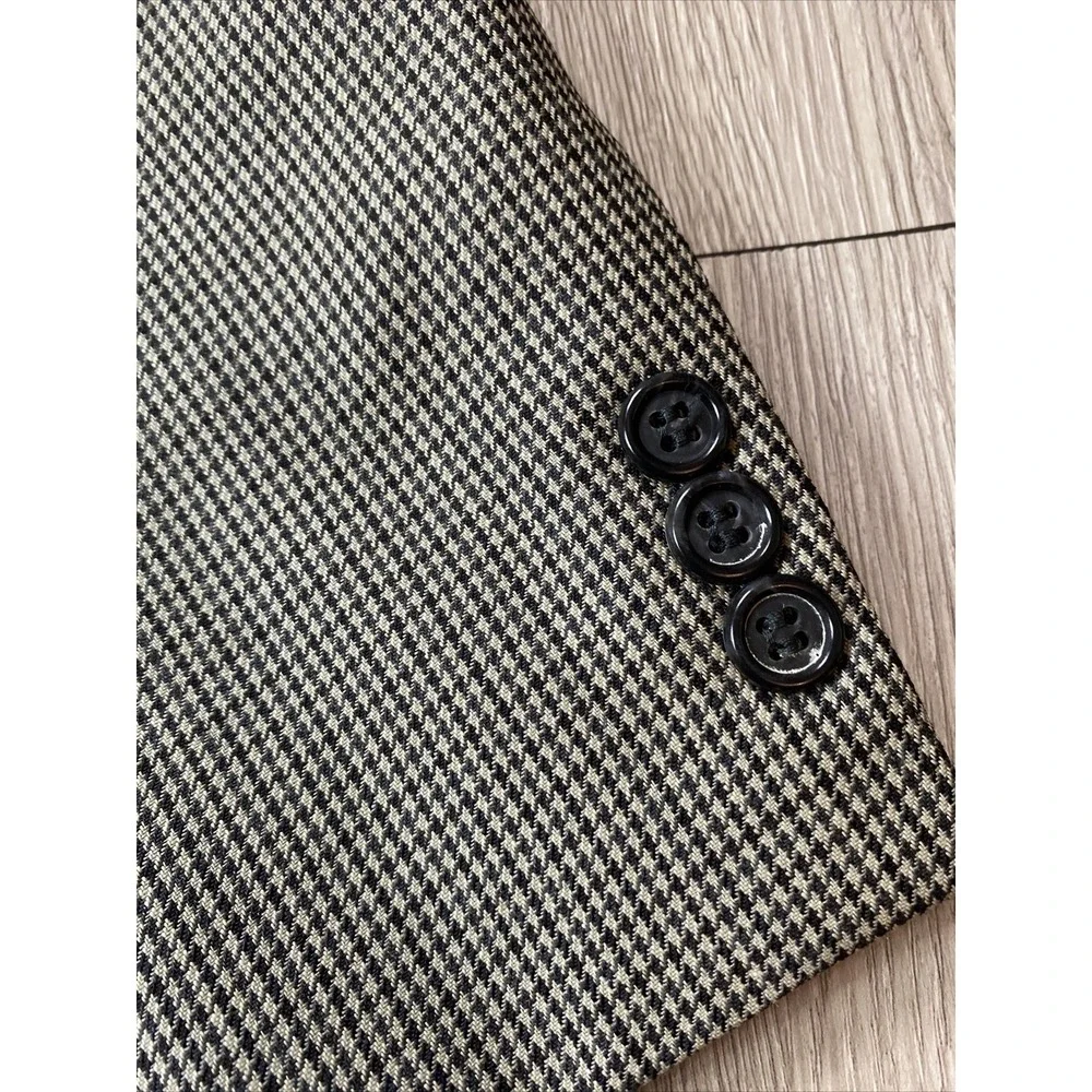 Brooks Brothers Mens‎ Houndstooth Blazer Jacket Size 46R Button Front Sport Coat